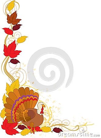 Autumn Turkey Border Vector Illustration