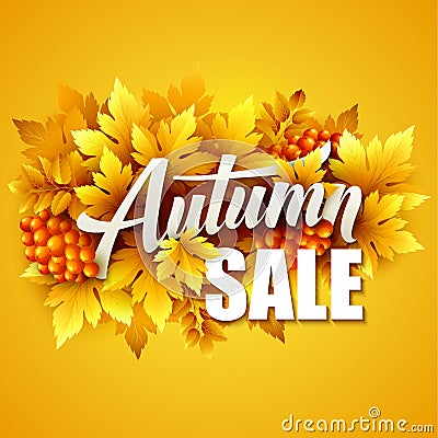 Autumn typographic. Fall leaf. Vector illustration Vector Illustration