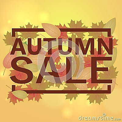 Autumn typographic. Fall leaf. Vector illustration EPS 10 Cartoon Illustration