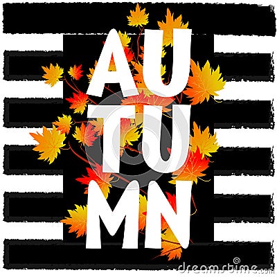 Autumn typographic. Fall leaf. Vector Vector Illustration