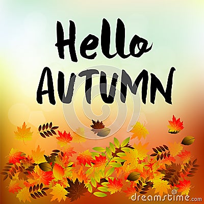 Autumn typographic. Fall leaf. Vector Vector Illustration