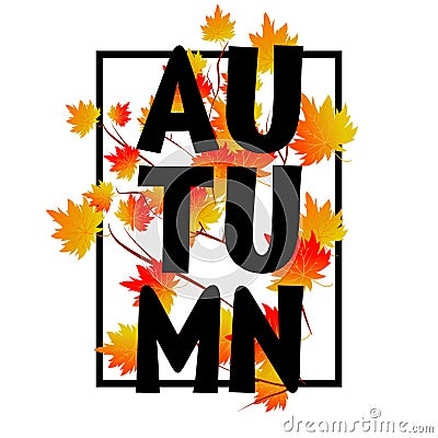 Autumn typographic. Fall leaf. Vector Vector Illustration