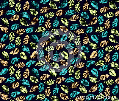 Autumn Vector Background. Tropical Palm Leaf Wallpaper. Seamless Vector Pattern Vector Illustration