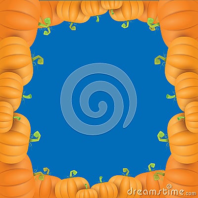 Autumn vector orange pumpkins border design template for banners and thanksgiving day backgrounds. Vector Illustration