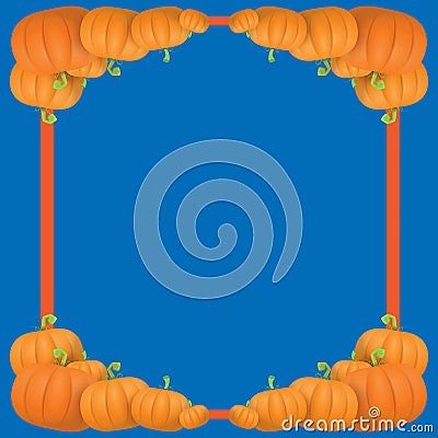 Autumn vector orange pumpkins border design template for banners and thanksgiving day backgrounds. Vector Illustration