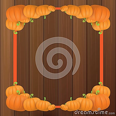 Autumn vector orange pumpkins border design template for banners and thanksgiving day backgrounds. Vector Illustration