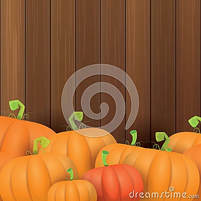 Autumn vector orange pumpkins border design template for banners and thanksgiving day backgrounds. Vector Illustration