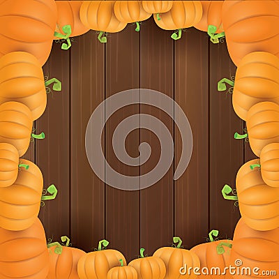 Autumn vector orange pumpkins border design template for banners and thanksgiving day backgrounds. Vector Illustration