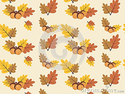 Autumn vector pattern with colourful leaves Vector Illustration