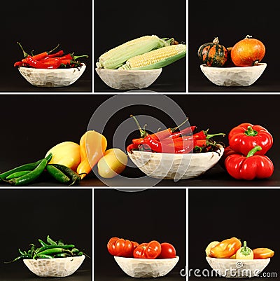 Autumn vegetables collage Stock Photo