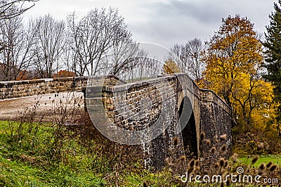 Historic Casselman Stone Arch Bridge - Autumn Splendor - Garrett County, Maryland Stock Photo