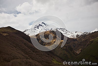 Autumn view of Kazbek mountain in Georgia. Stock Photo
