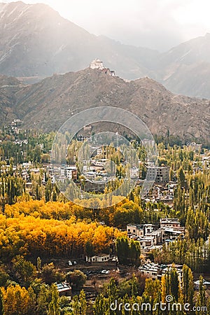 Autumn View of landscape in Leh Ladakh District ,Norther part of India Stock Photo