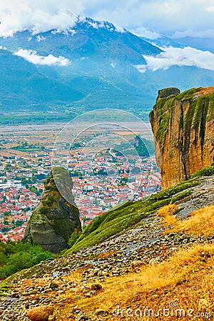 Autumn view of rocks in The Meteora Stock Photo