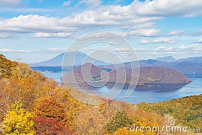 Autumn view from Usuzan ropeway Stock Photo