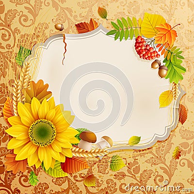 Autumn vintage greeting card Vector Illustration