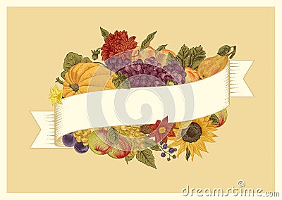 Autumn. Vintage vector card. Vector Illustration