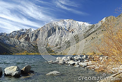 Autumn vista at a mountain lake Stock Photo