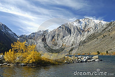 Autumn vista at a mountain lake Stock Photo