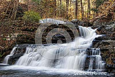 Autumn waterfall Stock Photo