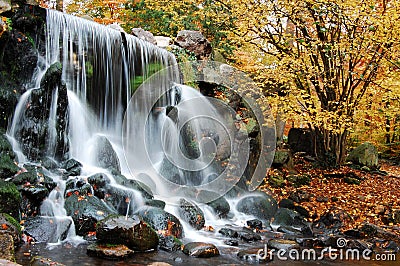 Autumn waterfall Stock Photo
