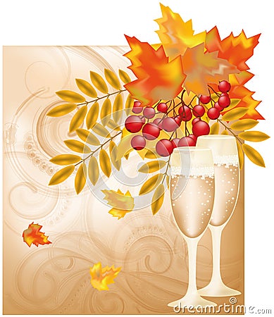 Autumn wedding card Vector Illustration