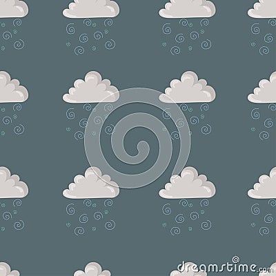 Autumn wind clouds seamless pattern Vector Illustration