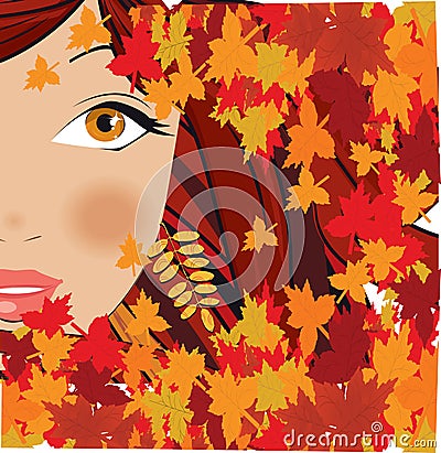 Autumn woman Vector Illustration