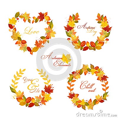 Autumn Wreath - Banners and Tags Vector Illustration