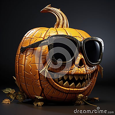 Autumn& x27;s coolest party guests - pumpkins in sunglasses - bring a fresh and playful vibe to the Halloween celebration Stock Photo
