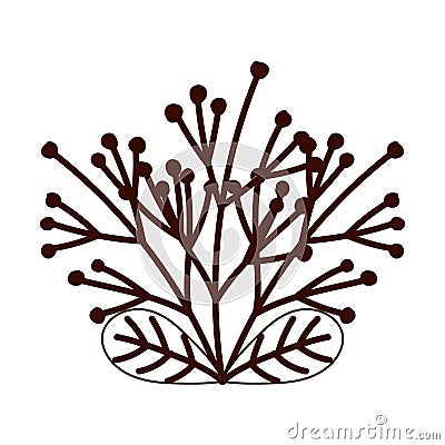 Autumnal branch leaves foliage isolated design white background line style Vector Illustration