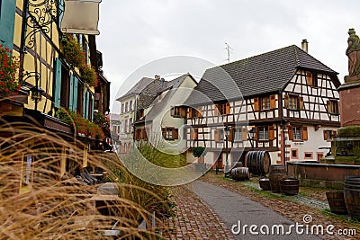 Autumnal detailed view of the French town of Ribeauville in Alsace Editorial Stock Photo