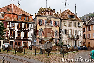 Autumnal detailed view of the French town of Ribeauville in Alsace Editorial Stock Photo