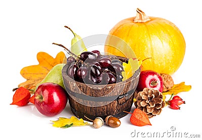 Autumnal harvest fruit and vegetables Stock Photo