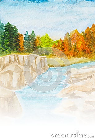 Autumnal landscape Cartoon Illustration