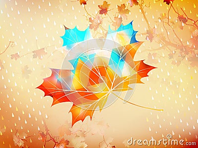 Autumnal maple leaf made of triangles. EPS 10 Vector Illustration