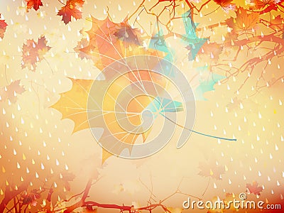 Autumnal maple leaf made of triangles. EPS 10 Vector Illustration