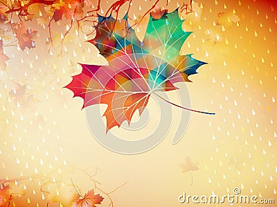 Autumnal maple leaf made of triangles. EPS 10 Vector Illustration