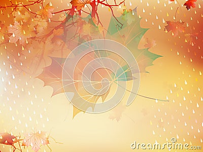 Autumnal maple leaf made of triangles. EPS 10 Vector Illustration