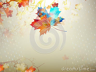 Autumnal maple leaf made of triangles. EPS 10 Vector Illustration