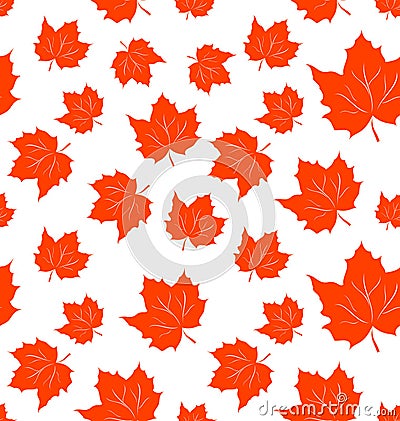 Autumnal Maple Leaves, Seamless Background Vector Illustration