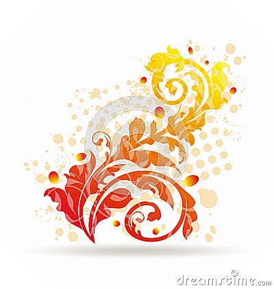 Autumnal ornamental colorful design elements Vector Illustration