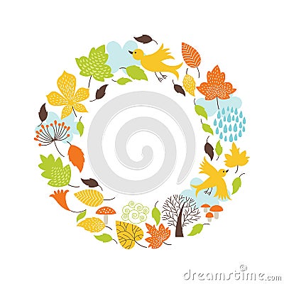 Autumnal round frame Vector Illustration