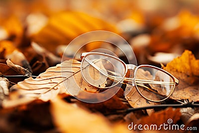 Autumnal sight dims, leaves lose focus, vision loss symbolism Stock Photo