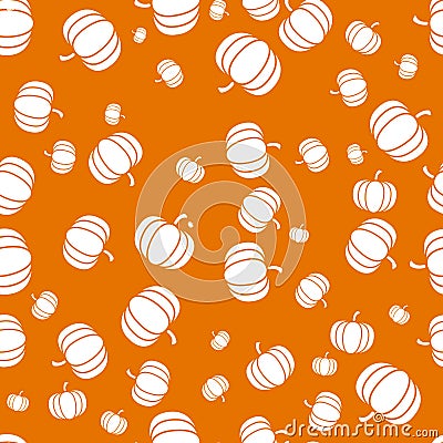 Autumnal Thanksgiving Halloween orange seamless pattern with pumpkin illustration Cartoon Illustration