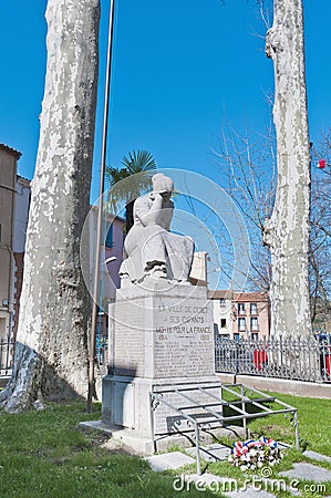 Aux Morts Monument at Ceret, France Editorial Stock Photo