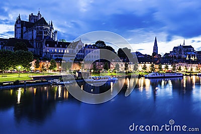 Auxerre along Yonne River Stock Photo