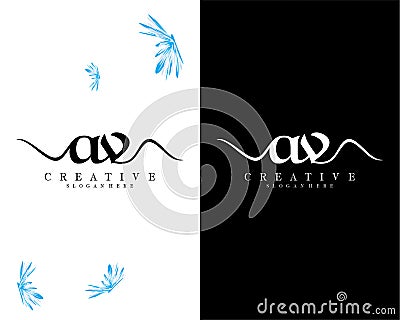 Av, va handwriting letter logo design vector Vector Illustration