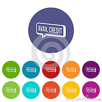 Avail credit icons set vector color Vector Illustration