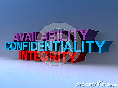 Availability confidentiality integrity on blue Stock Photo